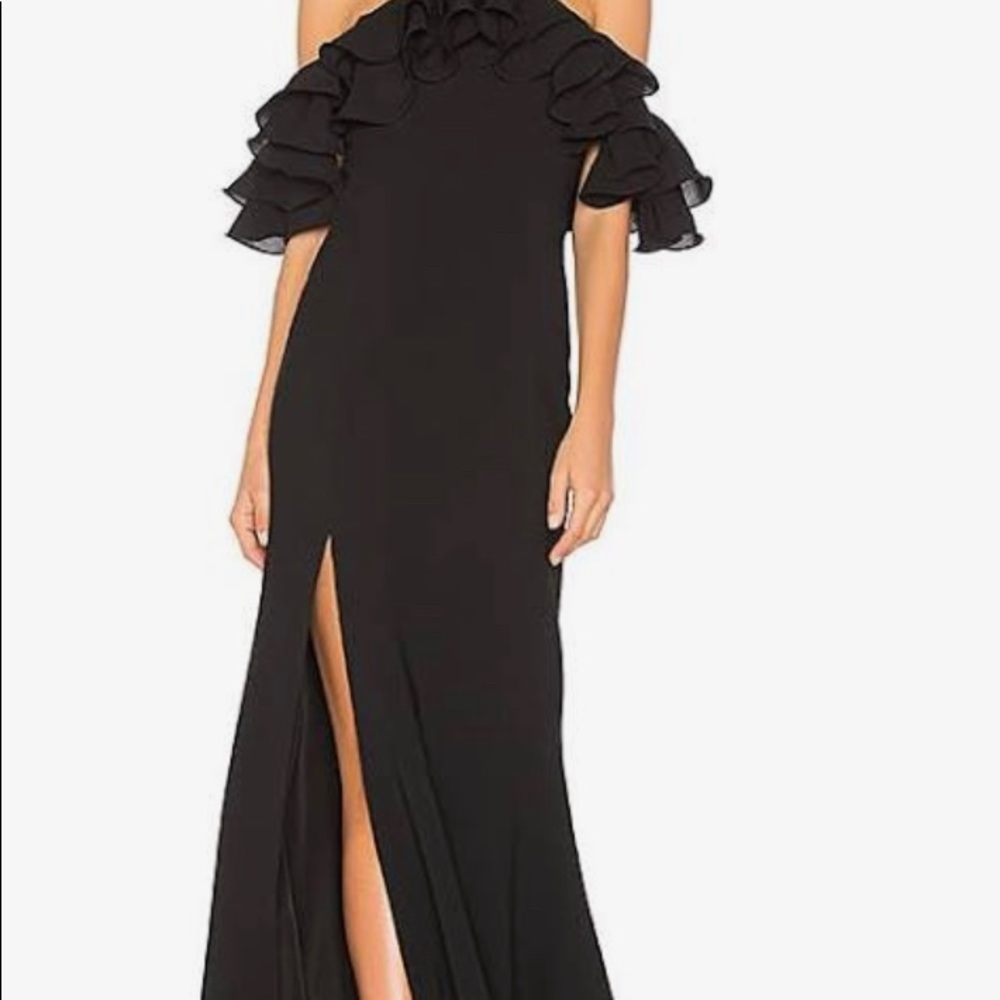 Black ruffled sleeve formal maxi - Picture 2 of 4